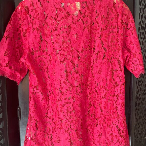 Anthropologie/Vanessa Virginia pink/red lace top - Picture 6 of 6
